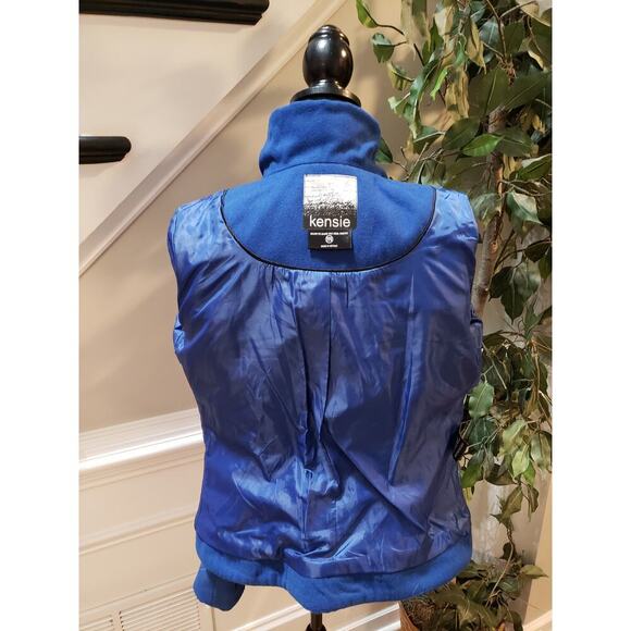 Kensie Blue Full Zip High Collar Moto Jacket Women’s Size M Polyester Stretch - Picture 9 of 13
